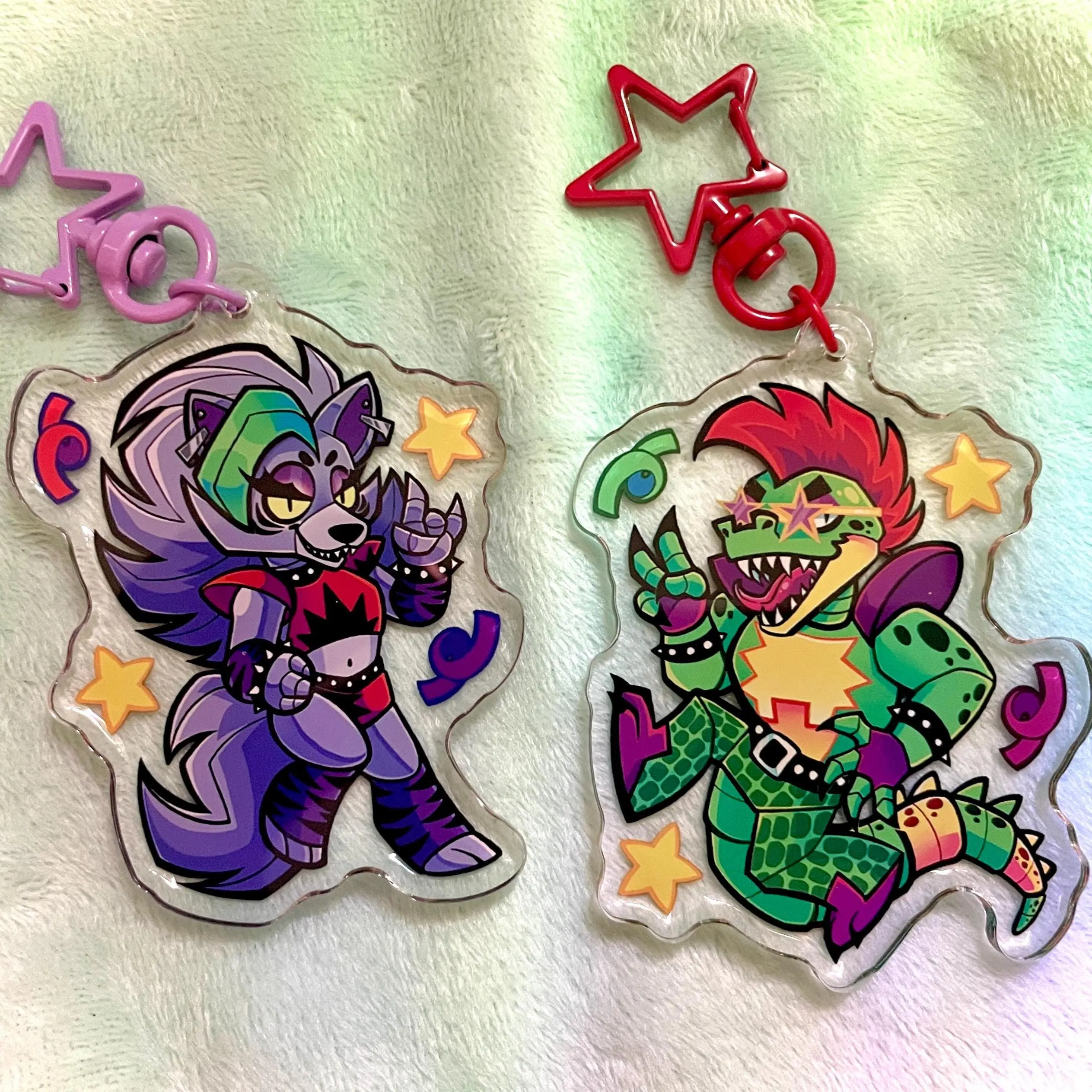 sattonn⸝⋆ FNAF Security Breach Keychain, Roxanne Wolf & Monty Gator Keychain