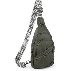 Sling Bag Crossbody Bags for Women Leather   Bag Trendy Fanny Pack Chest Travel Purse with Adjustable Strap
