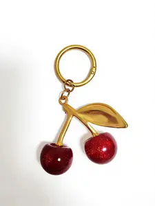 Realistic 3D Cherry Keychain, Shiny Fruit Pendant Bag Accessory, Women's Fashion Daily Wear, Stylish Ladies' Accessories, Fruit Theme