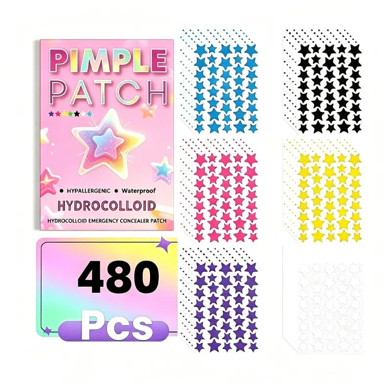 Star Hydrocolloid Acne Pimple Patches for Face, Acne Clearing Products, Star Shaped Spot Stickers, Invisible Waterproof Hypoallergenic Blemish Cover Patches for Teens Daily Facial Skin Care, Skin Repair, Absorbing Pus Emergency Conceal