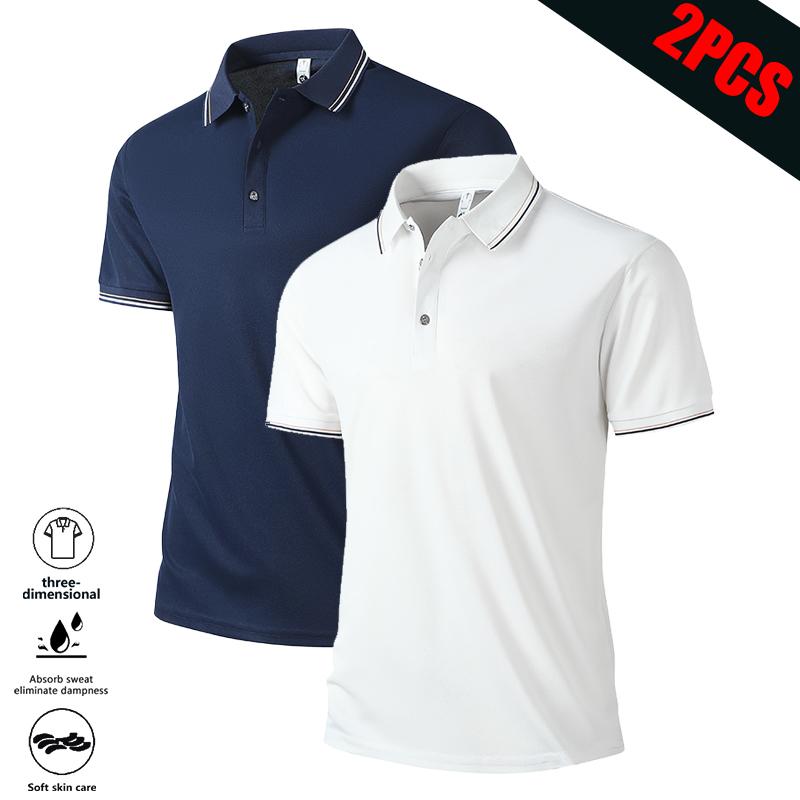 LIFE KEEPS MOVING Men's Regular Fit Solid Color Buttoned Sports Polo Shirt, Short Sleeve Turn-Down Collar Top, Suitable for Golf Outdoor Activities, Casual Comfortable Breathable Menswear
