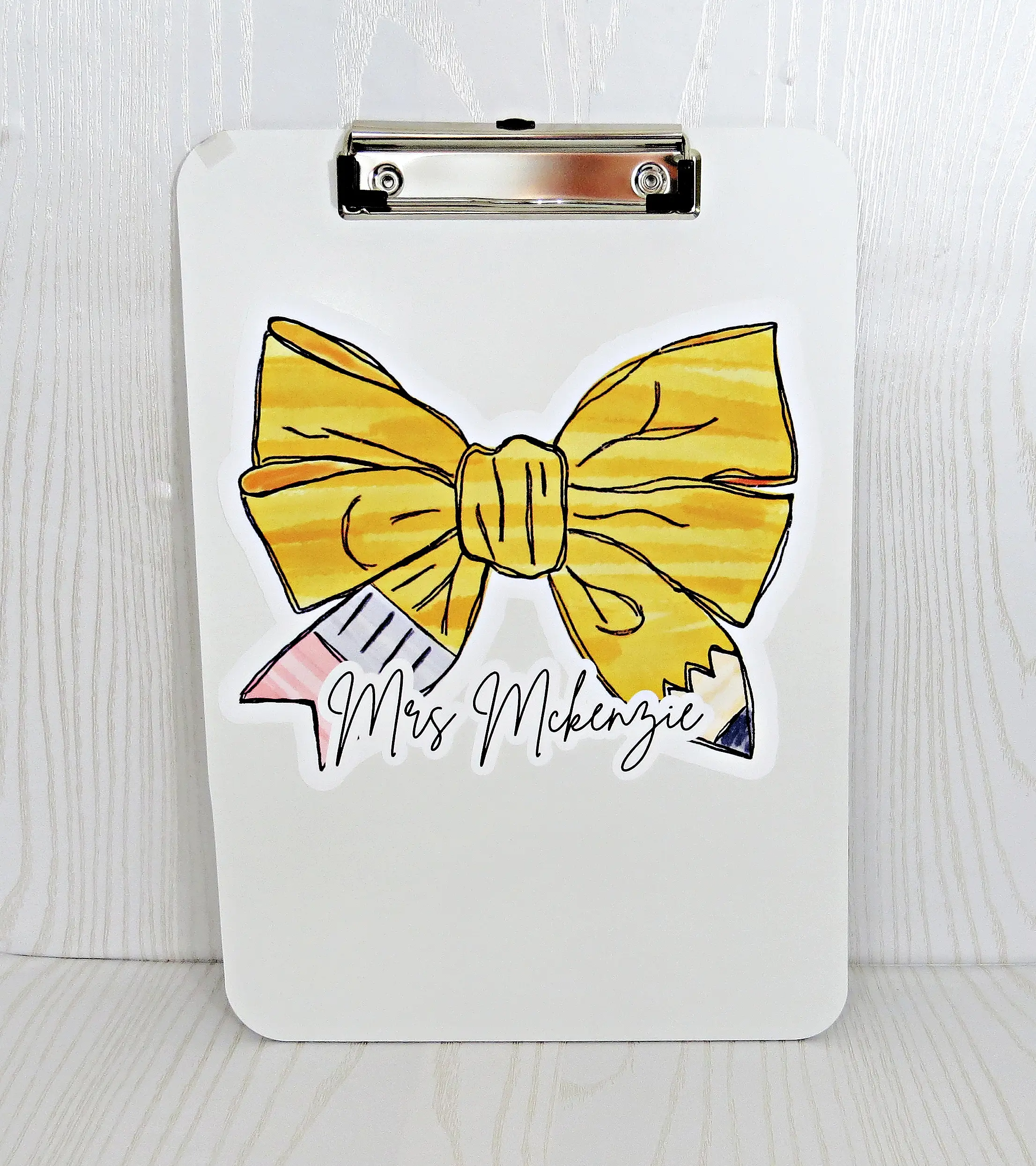 Kenzie's Boutique Handmade Teacher Clipboard Personalized - Back to School Gift - Kids Supplies - Teacher Appreciation Gift from Student Custom White