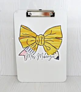 Kenzie's Boutique Handmade Teacher Clipboard Personalized - Back to School Gift - Kids Supplies - Teacher Appreciation Gift from Student Custom White
