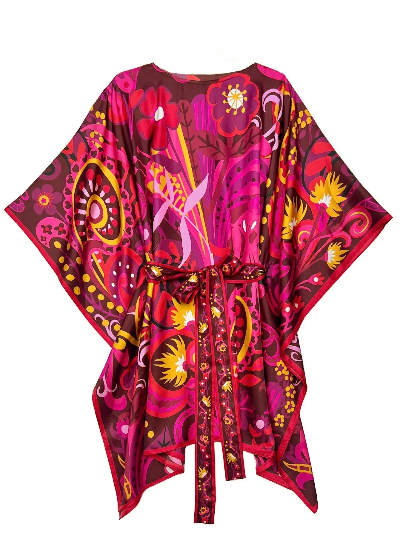 SERENA silk caftan Bonanza Red