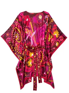 SERENA silk caftan Bonanza Red