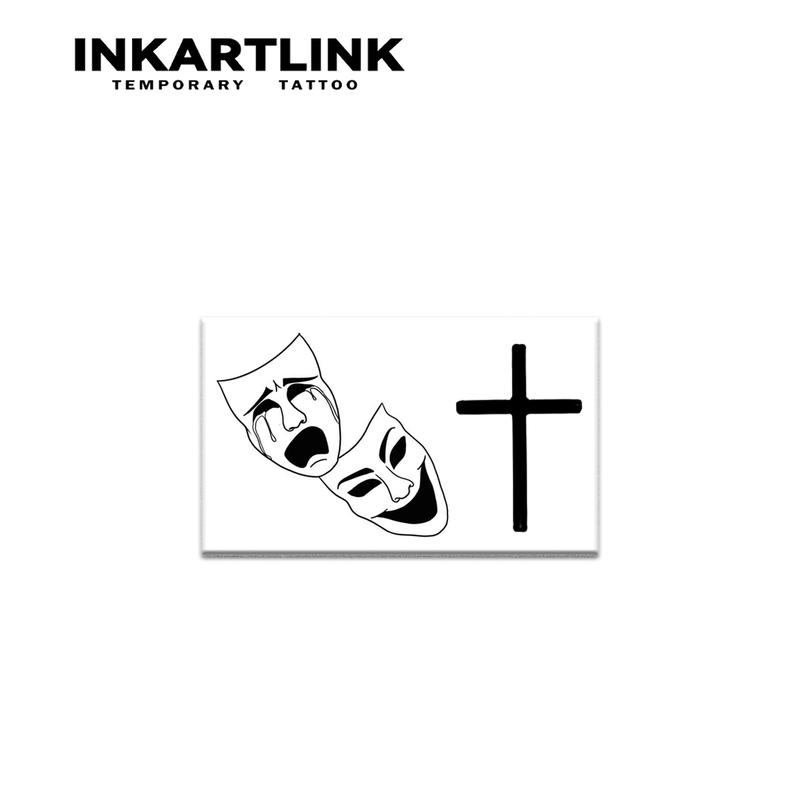 INKARTLINK Tattoo Tech Cross Series 2 Semi-Permanent Temporary Tattoos Waterproof Realistic Look For Man And Woman Ideal For Swimming Party Sticker Henna Gardenia Blue Show