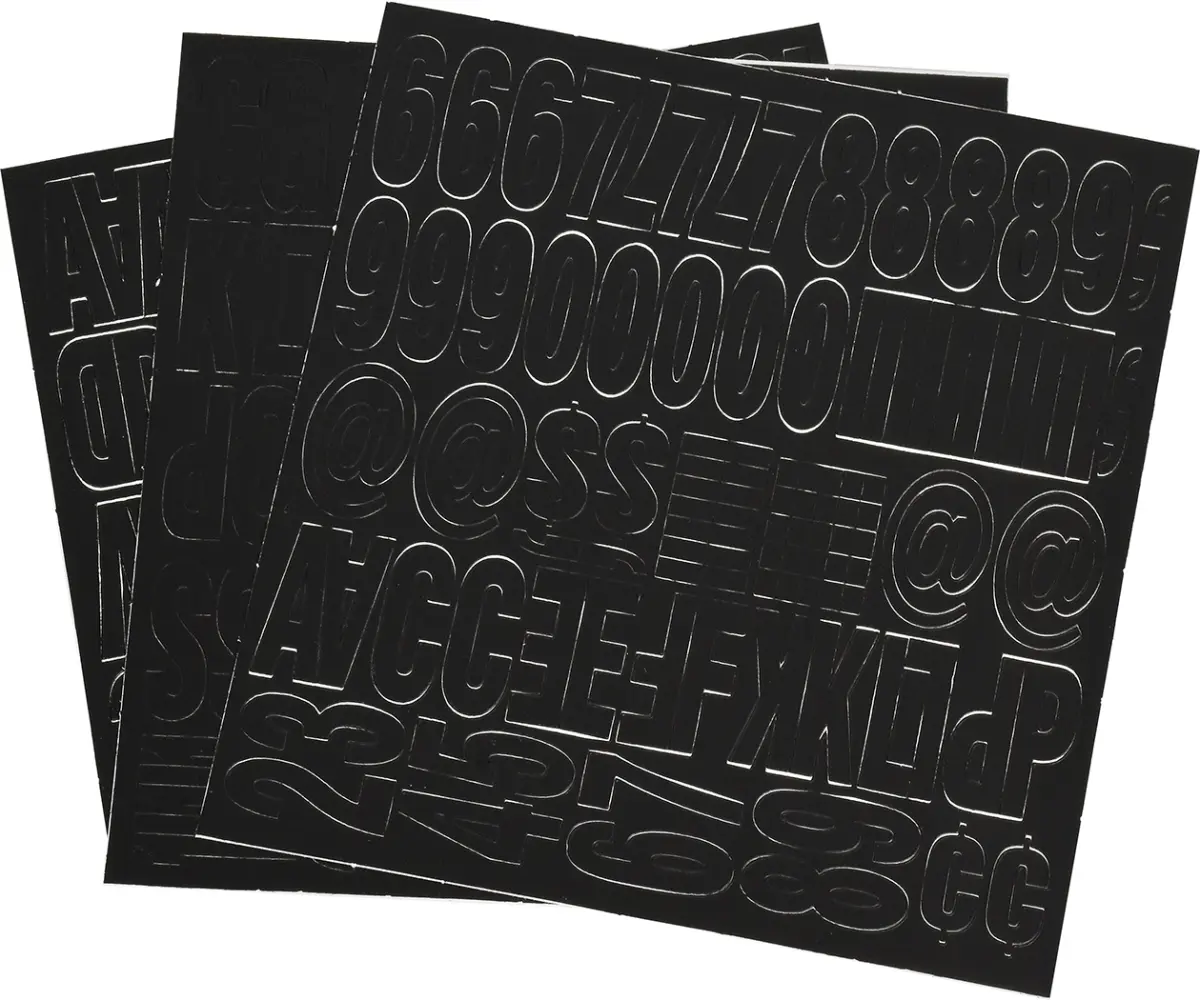 Hillman Group 847212 1 in. Black Glossy Vinyl Die Cut Self Adhesive Letters & Numbers - 6 Piece