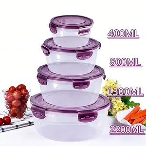 8-Piece Food Storage Containers Set (4 Containers & 4 Lids), / Transparent, Microwave Safe, Ideal for School Lunches & Travel