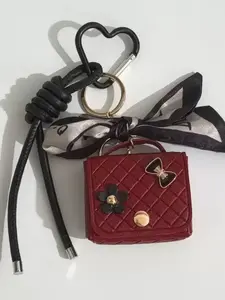 Luxury Tweed Style Mini Coin Purse Keychain, Versatile Miu-Style Bag Charm