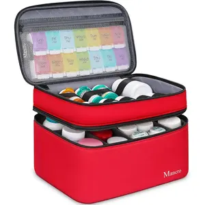 Dual Layers Medicine Organizer Bag, Pill Bottle Organizer Storage with Lockable Zipper, Medication Travel Bag for Pills, Vitamins, Medical Supplies for Home Storage, Travel