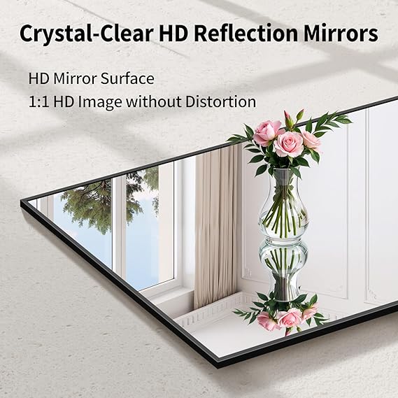 71x26 Full Length Mirror, XX-Large Arch Mirrors with Stand, 71x26 Inches Floor Mirror for Wall Hanging or Leaning, Bedroom, Dressing Room, Black Floor Mirror with Stand, Aluminum Alloy Frame Full Body Mirror