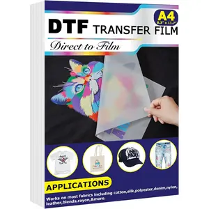 DTF Transfer Film(8.3" x 11.7")50 Sheets PET Direct to Film Heat Transfer Paper for  DTF&DTG Printer,Matte DTF Film for Sublimation Black White Light Dark Fabric T-Shirt