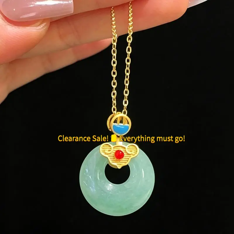 Green Aventurine Peace Pendant Amulet Necklace - Circular Emblem Colored Crystals Unisex Couple Jewelry, Ideal for Beach Parties & Anniversaries, Perfect Mother's Day Gift, Amulet Necklaces, Circular Emblem Necklaces