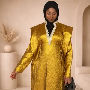 Brocade Timeless Elegance Dress - Casual Women's Wear with Elegant Design and Comfortable Fit - Includes Inner Belt for Sophisticated Look Long Sleeve Womenswear