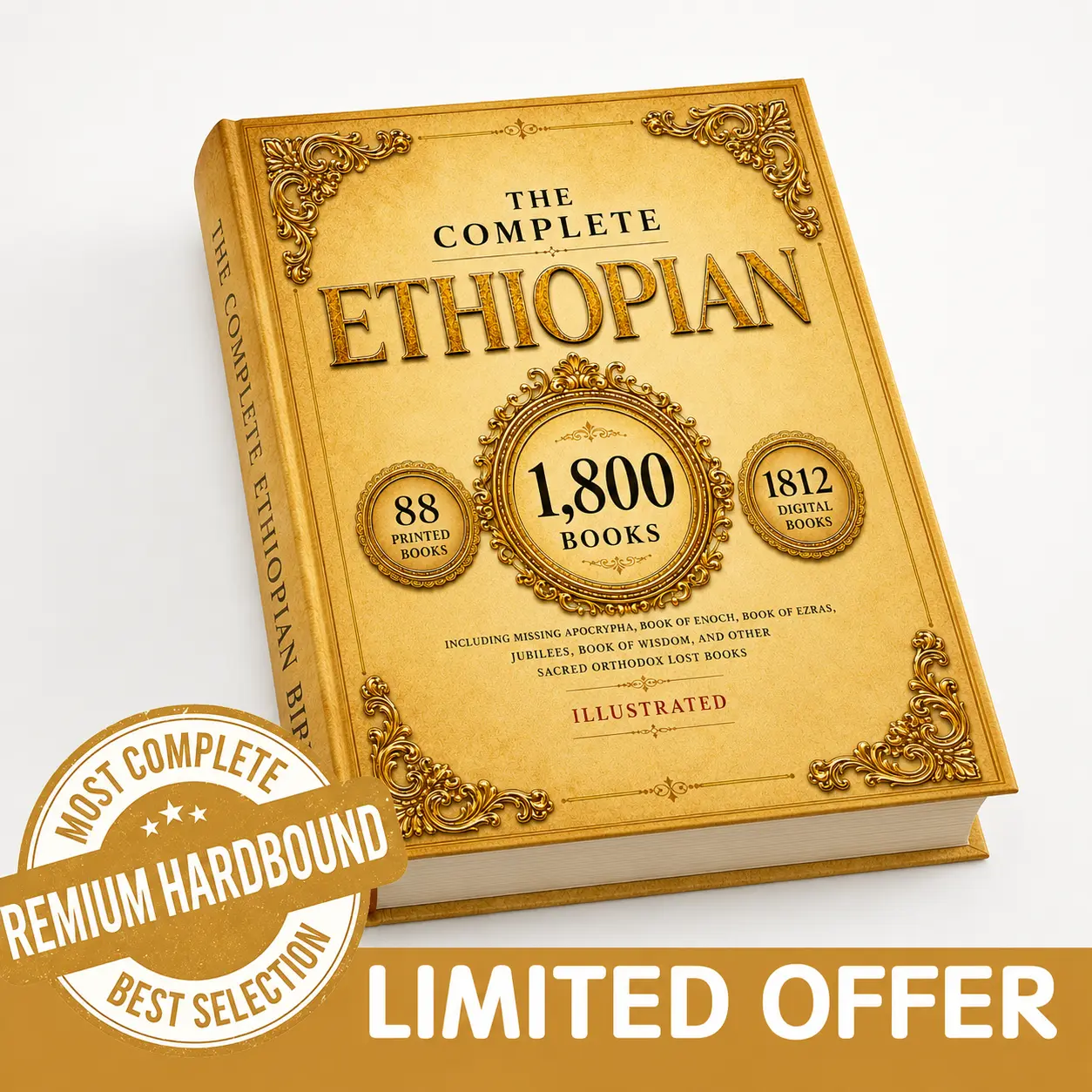 THE COMPLETE ETHIOPIAN BIBLE in English: Hardcover Deluxe Collector's Edition – 88 Original Printed Scriptures, Including Book of Enoch, Jubilees, & Sibylline Oracles. Comprehensive 1,800 Books Digital Archive.