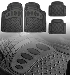 4PCS Heavy Duty Rubber Floor Mats Car Mat Full Set - Universal Waterproof For SUV Truck,Durable All-Weather Mats Footprint Design For Toyota/Nissan/Honda/Jeep