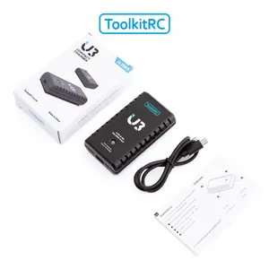ToolkitRC U3 2S-3S LiPo UN3 4-8S USB-C NiMh Battery Charger 2A 25W Balance Port Direct Charge for RC Model FPV Drone Car Airplane (Black)