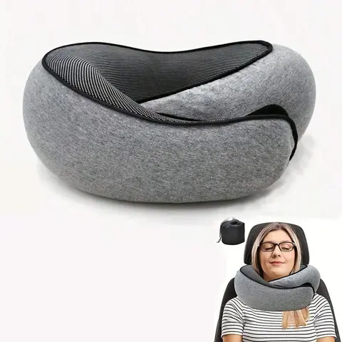 Travel Neck Pillow, Travel Neck Cushion, Breathable Comfortable Memory Foam Neck Pillow, Travel Nap Pillow with Storage Bag, Valentine's Day Gift