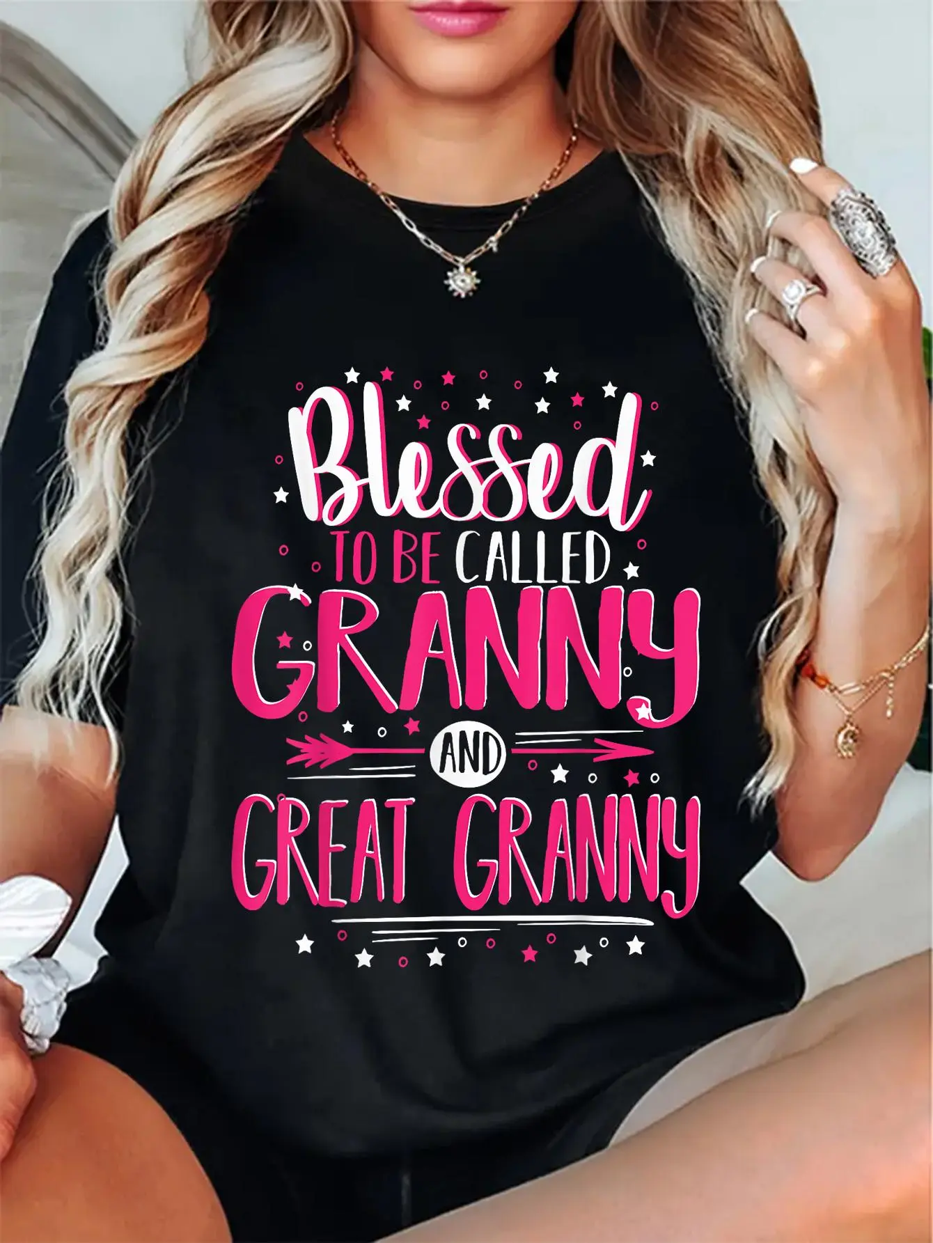 100% Cotton Unisex Great Granny T-Shirt Blessed Granny And Great Granny T-Shirt Cotton Shirt