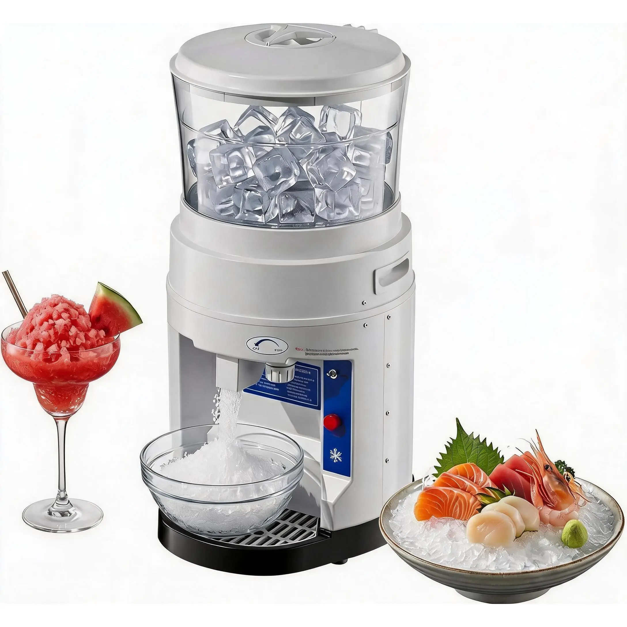 Commercial Ice Shaver Machine, 650W Electric Snow Cone Maker, 1102 lbs/hr Heavy Duty Ice Crusher with 17.6lb Hopper, Adjustable Fineness, Stainless Steel Blades for Slushies, Restaurant