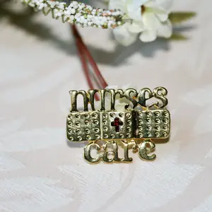 Nursing Pin Brooch RN LPN CNA Graduation Gift Heart Nurse Care Gold Plated