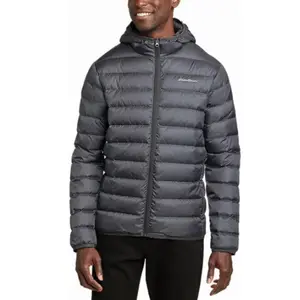 New Eddie Bauer Mens Small Smoke Gray CirrusLite 650FP Down Hooded Puffer Jacket