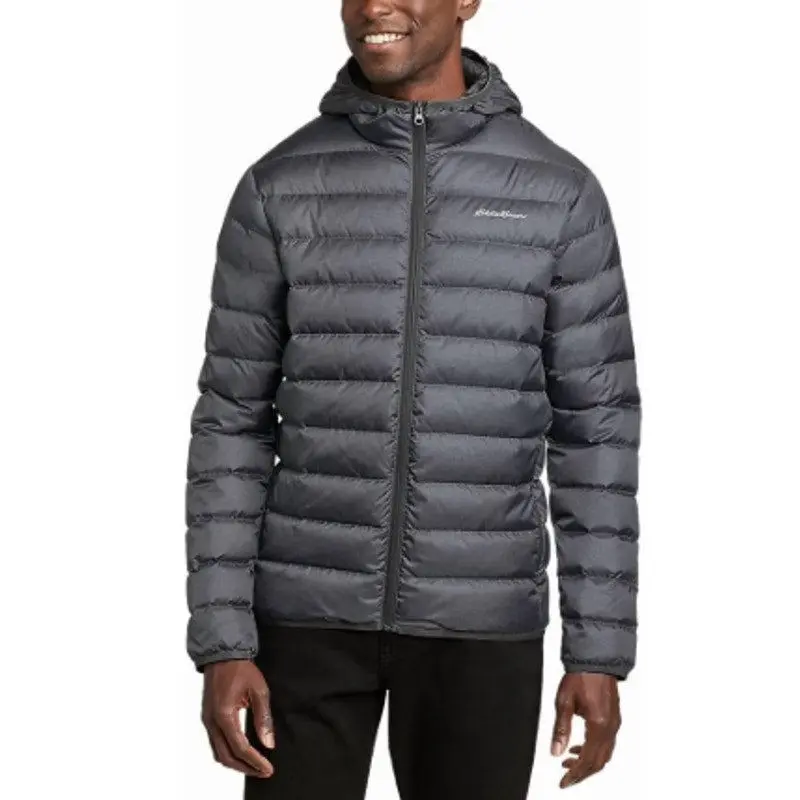 New Eddie Bauer Mens Small Smoke Gray CirrusLite 650FP Down Hooded Puffer Jacket
