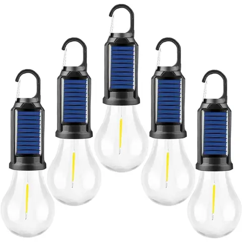 1/4 PCS Rechargeable Solar LED Light Bulbs with Waterproof Clip Hook, Solar Outdoor Lights, Portable Camping Gear for Hiking, Emergency, Yard, Garden & Tent, Durable waterproof solar lamp for daily outdoor use all year round in various outdoor scenarios