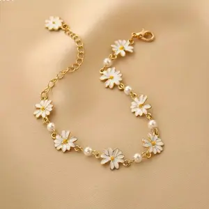 [Summer Hot Style] 1pc Fresh Sunflower Daisy Personalized Sweet Literary Temperament Design Bracelet - Summer Hot Style Jewelry