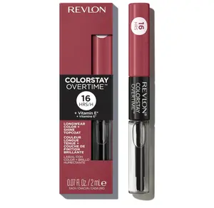Revlon Liquid Lipstick with Clear Lip Gloss, ColorStay Overtime Lipcolor, Dual Ended with Vitamin E, 380 Always Sienna, 0.07 Fl Oz