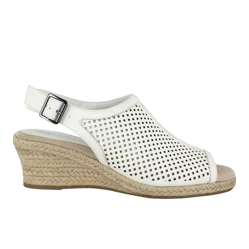 Easy Street Womens Stacy Cut Out Espadrille Slingback Casual Sandals Casual Low Heel 1-2" - White