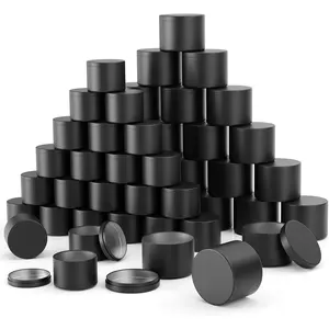 MeiGlow 48PCS Empty Candle Tins Candle Making Jars Candle Containers wit Lids, 24PCS 8oz & 24PCS 4oz (Black)