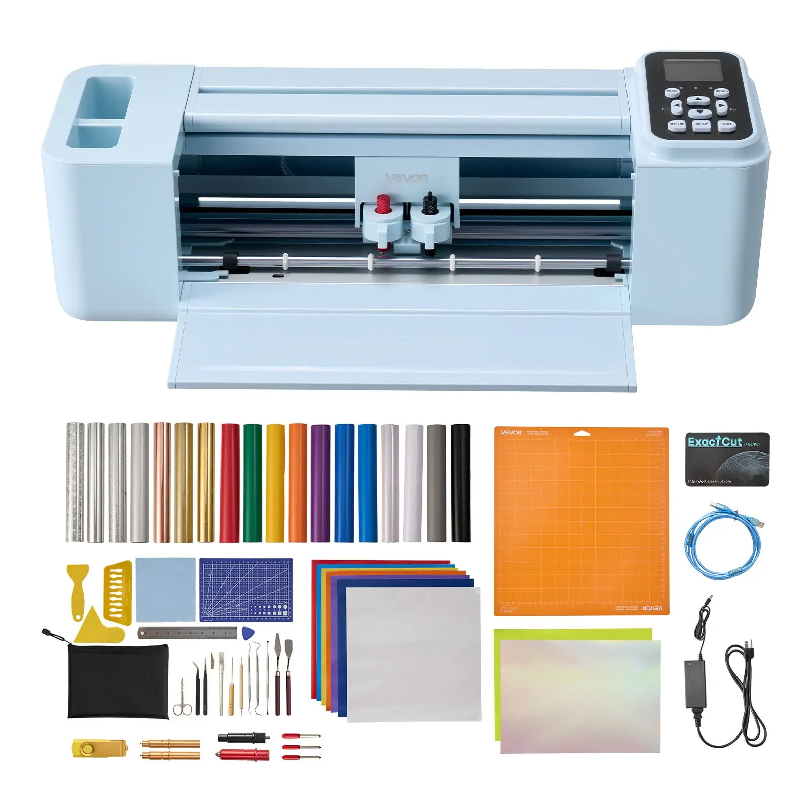 VEVOR 12 in Vinyl Cutting Machine, Button & Screen Controlled with Materials & Tool Kit, 5000+ Built-in Design Resources, Compatible with Mac, Windows, Android & iOS, DIY for All Scenes Home Crafts Cutter, Wireless, Buttons+Screen