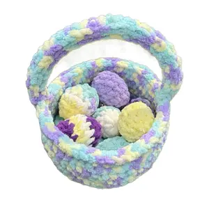 Easter Basket with Colorful Eggs in Multi-Color Design