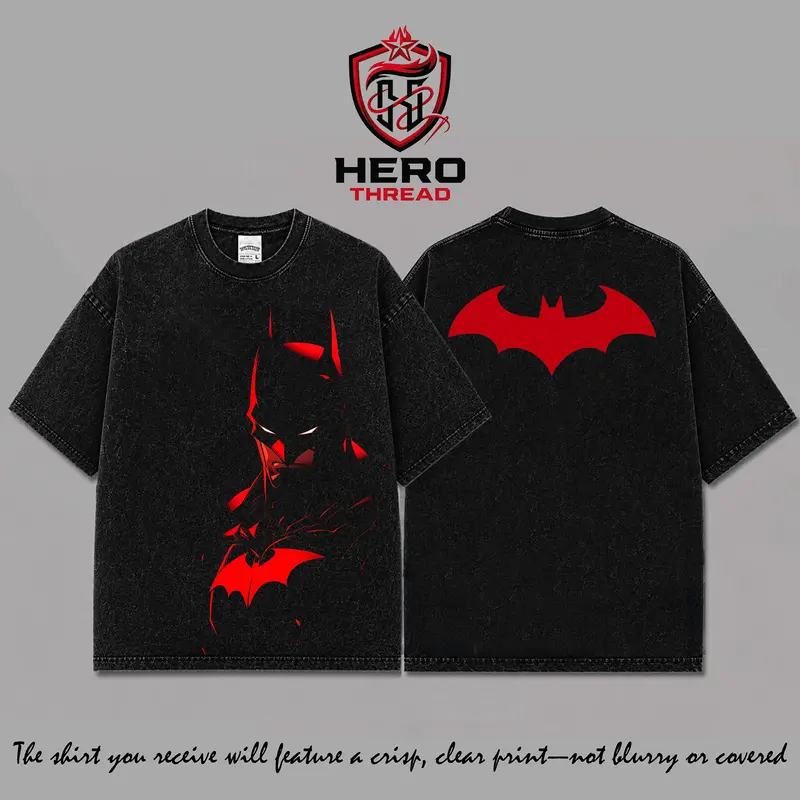 Laughing Bat Dark Knight Vintage Washed T-Shirt V2, Evil Gotham Comic Graphic Tee, Dark Hero Streetwear Oversized Shirt