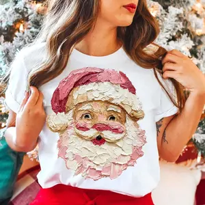 Hand-Painted Santa Christmas Shirt, Preppy Brushstroke Nutcracker Tee, Cozy Holiday Art Top, Retro Winter Style