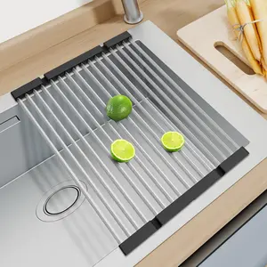 Roll Up Dish Drying Rack Over The Sink Drying Rack Stainless Sink Drying Rack Dishes Drying Mat Foldable Dish Drainer Rack Sink Organizer Accessories