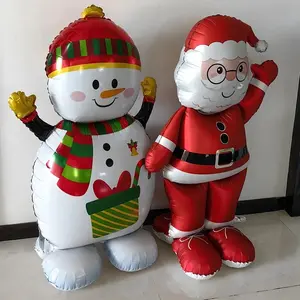 Two 61-Inch Santa & Snowman Balloons, Balloon Inflatable Pop Outs, Aluminum Foil, Ideal for Christmas, Halloween, Weddings, Birthdays, New Year's Eve Party Supplies