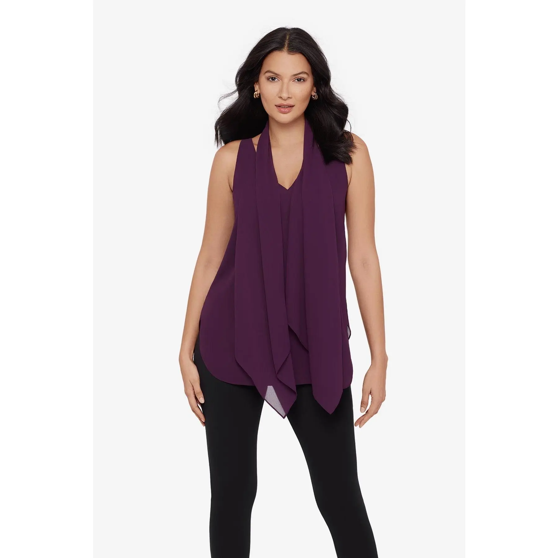 Soft Georgette Layered Tunic in Plum
