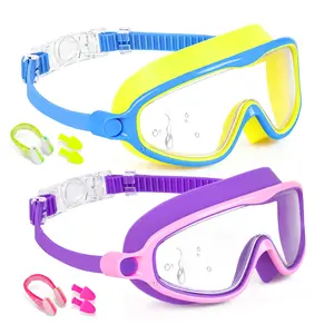 2pcsKids Goggles with Ear Plugs & Nose Clip Summer Pool Gear