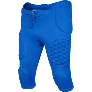 Exxact Sports Rebel Mens Integrated Football Pants with Built-in Pads, Lightweight Football Practice Pants with Lace-up Fly (A, Royal Blue)