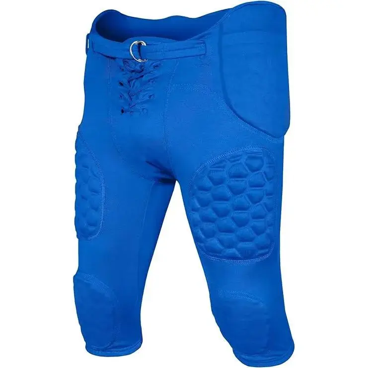 Exxact Sports Football Pants for Men & Youth, High-Rise Polyester Practice Gear with 7-Pad Bubble Protection and a Lace-Up Compression Fit