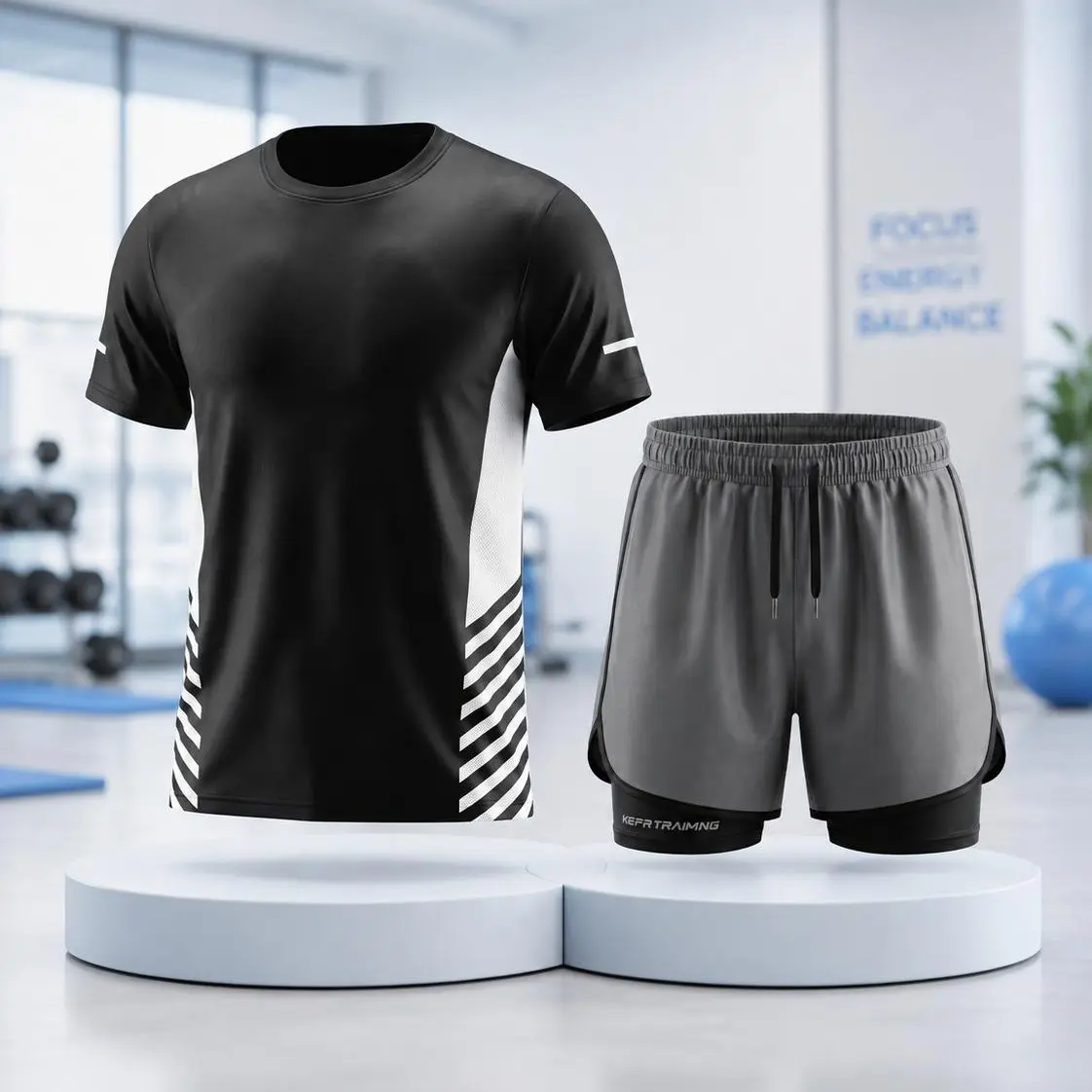 Black Tee + Gray Shorts-Q