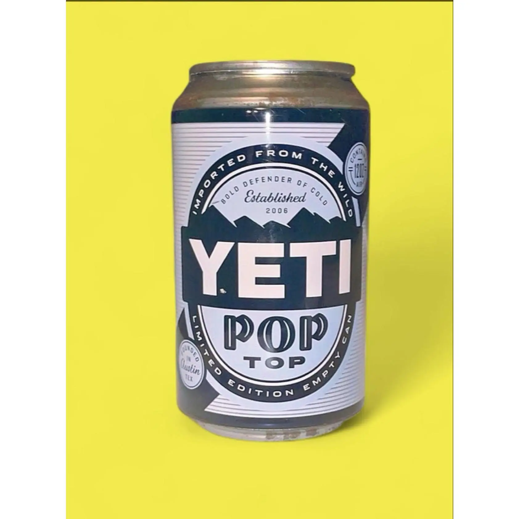 Yeti Pop Top Stash Can - Limited Edition Empty Can with Rust Detail - Collectible Beverage Container