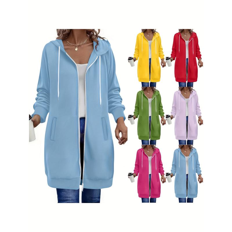 Women Casual Zip up Fleece Hoodies TunicSweatshirt Long Hoodie Jacket S-XXLFall&Winter New Arrivals