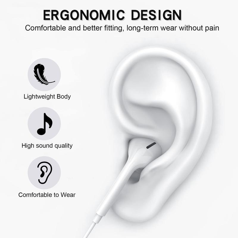 USB‑C Wired Headphones 1‑Pack, In‑Ear Earbuds with Built‑in Mic and Volume Control, Compatible for for iPhone 17/16/15, Galaxy S26 S25 S24, Pixel 10a 9a Android Phones