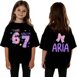 Custom Name Shirt, Funny 7th Birthday Shirt, Personalized Birthday Girl Tee, 67 Meme T-Shirt for Girls & Boys