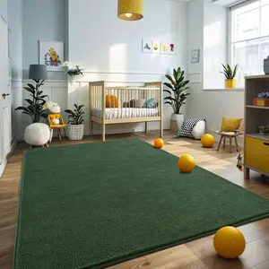 Ultra Soft Thickened Memory Foam Green Rug, Non-Slip Modern Solid Minimalist Carpet | 4x6ft 6x9 ft for Living Room Bedroom Nursery Kids Room Home Decor