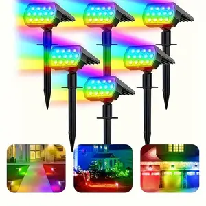 Solar RGB Spot Lights Outdoor52 LED 7 Modes Solar Landscape Spotlights IP65 Waterproof Wall Lights For Garden Christmas Decorative Lights