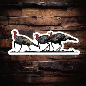 Three Birds Wild Turkey Hunting Sticker, Laptop Water Bottle Decal Sticker - StickerLover Shop